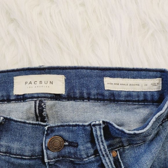 Pacsun Blue Distressed High Rise Ankle Jeggings - Picture 4 of 4